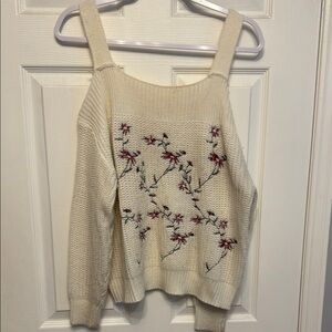 Floral Embroidered Cream Sweater